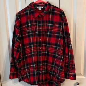 Old Navy Women's Plaid Button Down Shirt - Red and Black